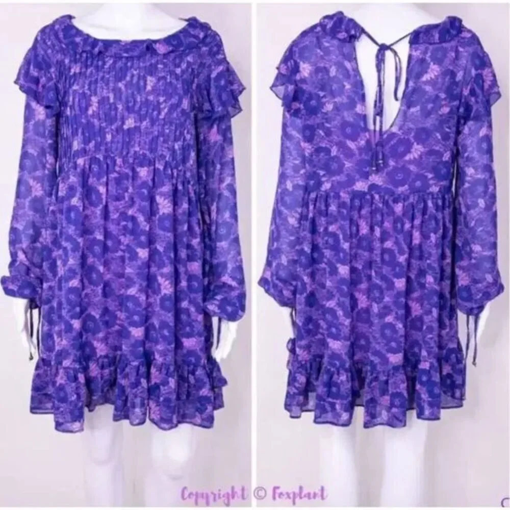NEW Free People These Dreams‎ purple Mini Dress, XS